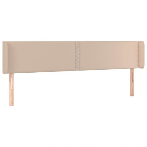 Sengegavl med kanter 203x16x78/88 cm kunstlæder cappuccino