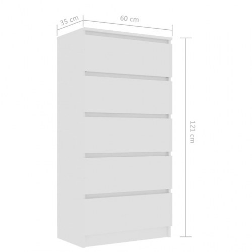 Kommode 60x35x121 cm konstrueret træ hvid