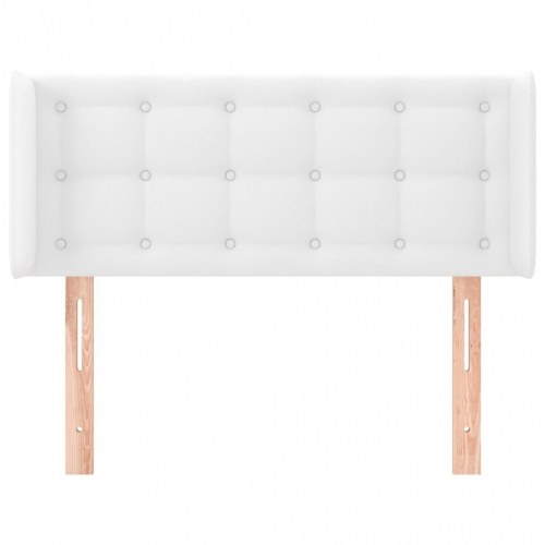 Sengegavl med kanter 83 x 16 x 78/88 cm kunstlæder - hvid