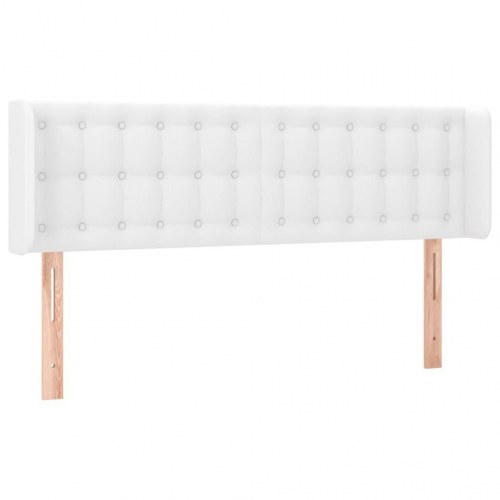 Sengegavl med kanter i kunstlæder 147 x 16 x 78/88 cm - hvid