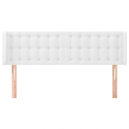 Sengegavl med kanter i kunstlæder 147 x 16 x 78/88 cm - hvid