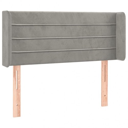 Sengegavl med kanter i fløjl - 93×16×78/88 cm, lysegrå