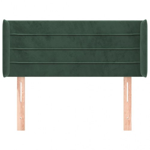 Sengegavl med kanter 93×16×78/88 cm - fløjl, mørkegrøn