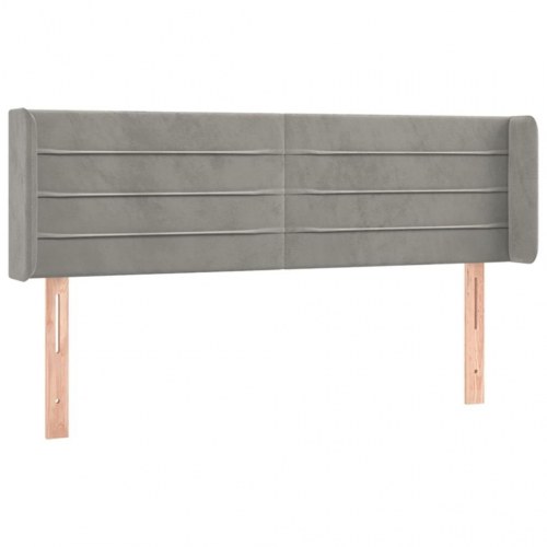 Sengegavl med kanter 147x16x78/88 cm - fløjl, lysegrå