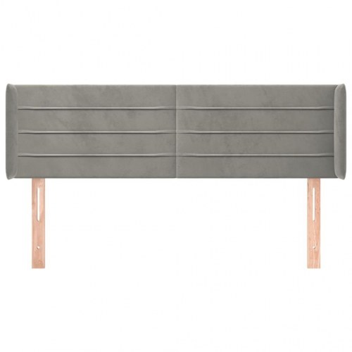 Sengegavl med kanter 147x16x78/88 cm - fløjl, lysegrå
