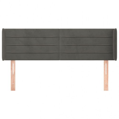 Sengegavl med kanter i fløjl - 147x16x78/88 cm, mørkegrå