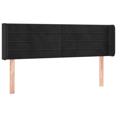 Sengegavl med kanter i fløjl - 147x16x78/88 cm, sort