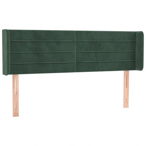 Sengegavl med kanter i fløjl - 147×16×78/88 cm, mørkegrøn