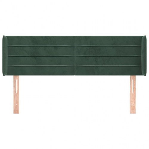 Sengegavl med kanter i fløjl - 147×16×78/88 cm, mørkegrøn
