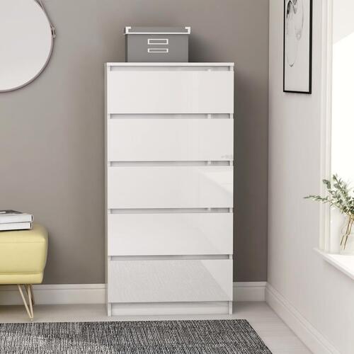 Kommode 60x35x121 cm spånplade hvid højglans