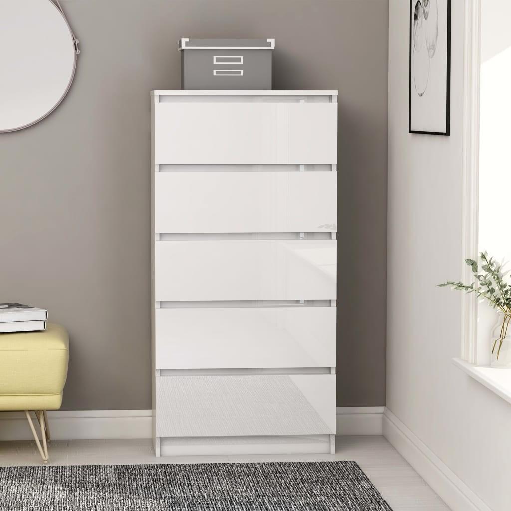 Kommode 60x35x121 cm spånplade hvid højglans