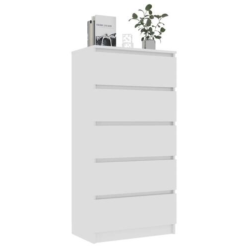 Kommode 60x35x121 cm spånplade hvid højglans
