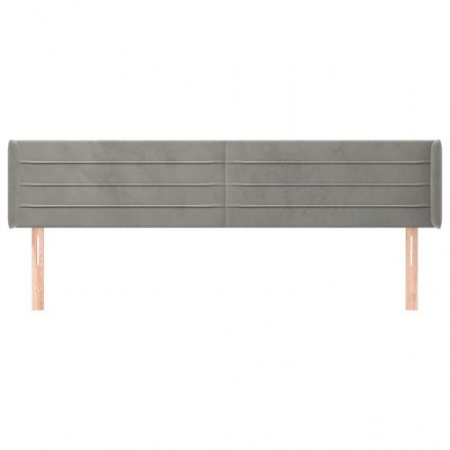 Sengegavl med kanter 163×16×78/88 cm - fløjl, lysegrå