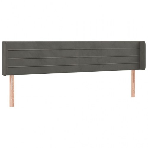 Sengegavl med kanter 163×16×78/88 cm - fløjl, mørkegrå