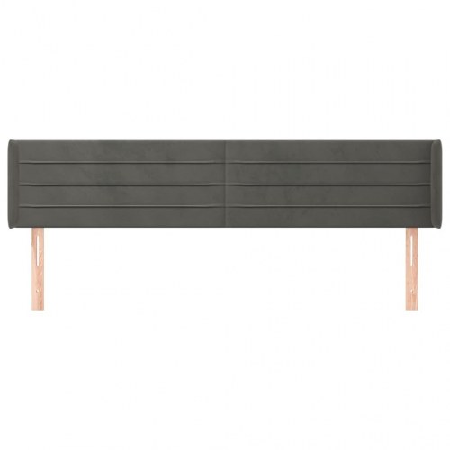 Sengegavl med kanter 163×16×78/88 cm - fløjl, mørkegrå