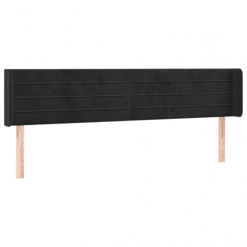 Sengegavl med kanter 163x16x78/88 cm - fløjl, sort