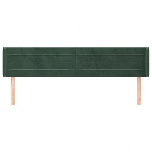 Sengegavl med kanter i fløjl - 163×16×78/88 cm, mørkegrøn