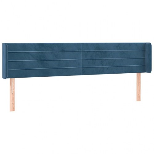 Sengegavl med kanter i fløjl - 163×16×78/88 cm, mørkeblå