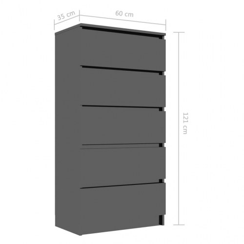 Kommode 60x35x121 cm konstrueret træ sort højglans