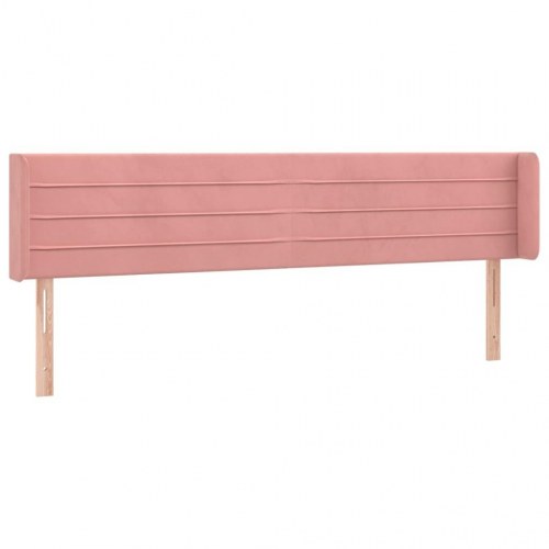 Sengegavl med kanter i fløjl - 203×16×78/88 cm, lyserød