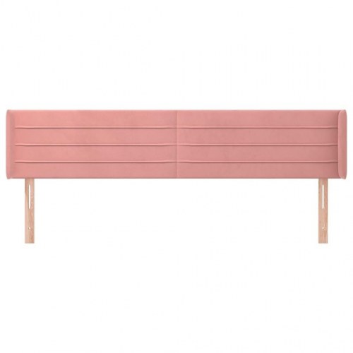 Sengegavl med kanter i fløjl - 203×16×78/88 cm, lyserød