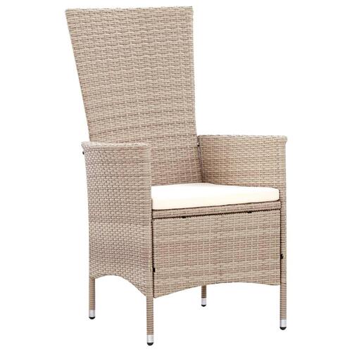 Udendørs spisebordssæt 7 dele med hynder polyrattan beige