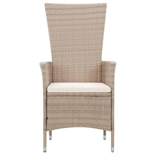 Udendørs spisebordssæt 7 dele med hynder polyrattan beige