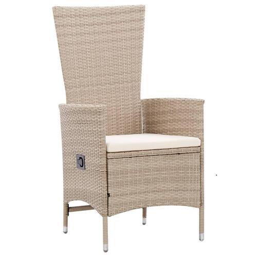 Udendørs spisebordssæt 7 dele med hynder polyrattan beige