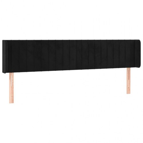 Sengegavl med kanter i sort fløjl - 163 x 16 x 78/88 cm