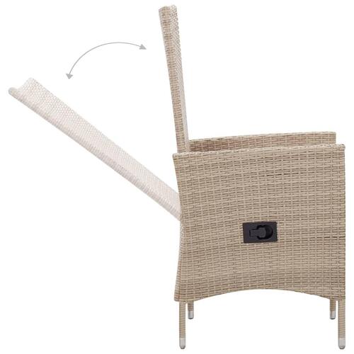 Udendørs spisebordssæt 7 dele med hynder polyrattan beige