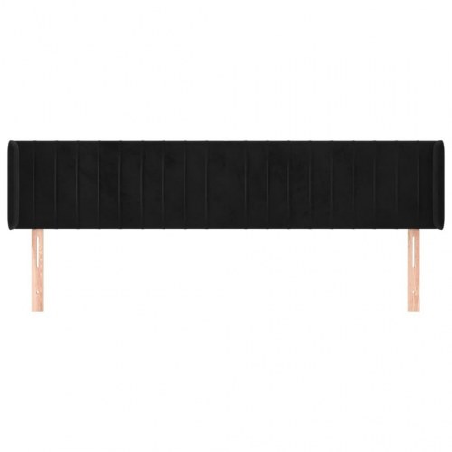 Sengegavl med kanter i sort fløjl - 163 x 16 x 78/88 cm