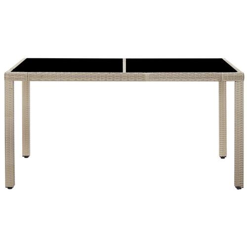 Udendørs spisebordssæt 7 dele med hynder polyrattan beige