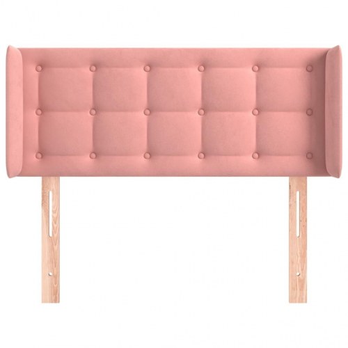 Sengegavl med kanter 93 x 16 x 78/88 cm - lyserød fløjl