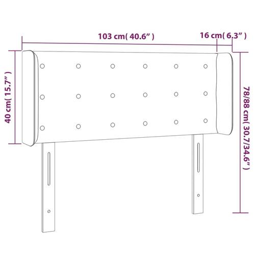 Sengegavl med kanter 103x16x78/88 cm fløjl sort