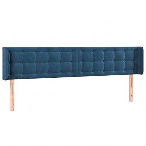 Sengegavl med kanter 163 x 16 x 78/88 cm fløjl - mørkeblå