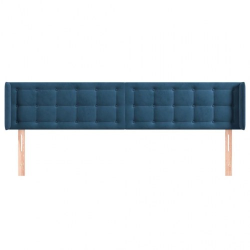Sengegavl med kanter 163 x 16 x 78/88 cm fløjl - mørkeblå