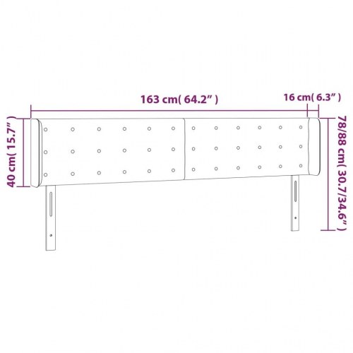 Sengegavl med kanter 163 x 16 x 78/88 cm fløjl - mørkeblå