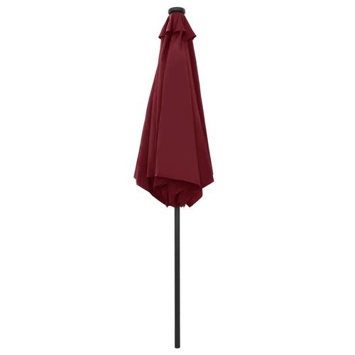 Udendørs parasol med LED-lys og aluminiumsstang 270 cm bordeaux