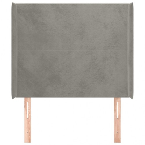 Sengegavl med kanter i fløjl - 83×16×118/128 cm, lysegrå