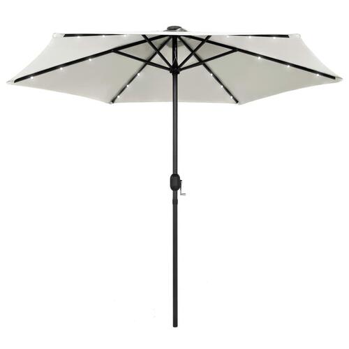 Udendørs parasol med LED-lys og aluminiumsstang 270 cm sandhvid