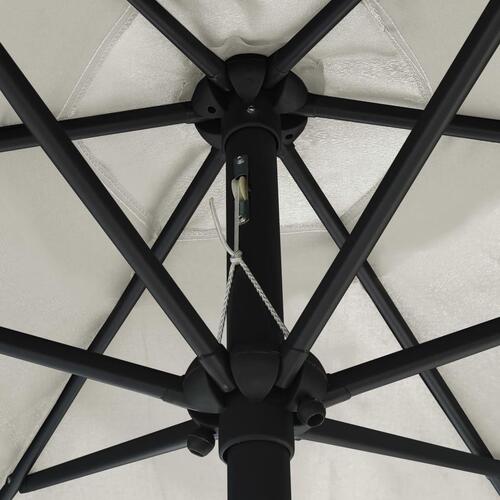Udendørs parasol med LED-lys og aluminiumsstang 270 cm sandhvid