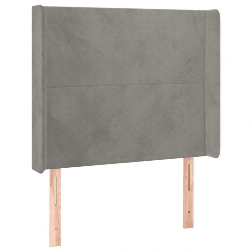 Sengegavl med kanter i fløjl - 93×16×118/128 cm, lysegrå