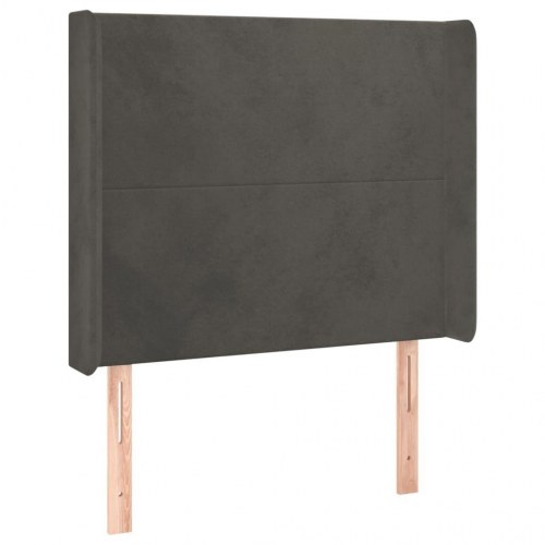 Sengegavl med kanter 93×16×118/128 cm - fløjl, mørkegrå