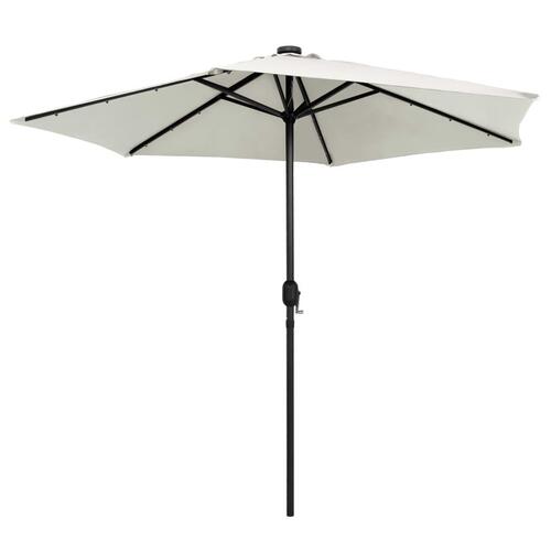 Udendørs parasol med LED-lys og aluminiumsstang 270 cm sandhvid