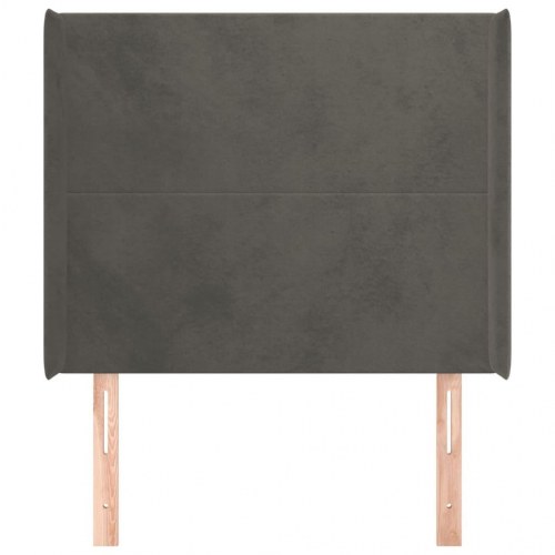 Sengegavl med kanter 93×16×118/128 cm - fløjl, mørkegrå