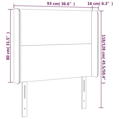 Sengegavl med kanter 93×16×118/128 cm - fløjl, mørkegrå