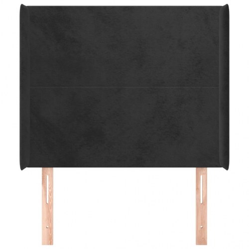 Sengegavl med kanter i fløjl - 93×16×118/128 cm, sort