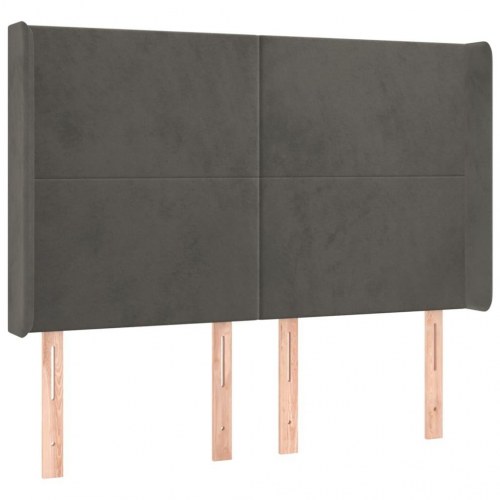 Sengegavl med kanter i fløjl - 147×16×118/128 cm, mørkegrå