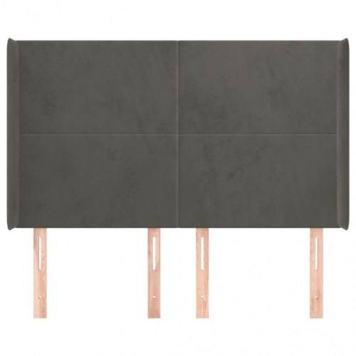 Sengegavl med kanter i fløjl - 147×16×118/128 cm, mørkegrå
