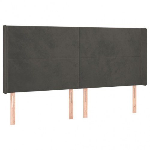 Sengegavl med kanter i fløjl - 163x16x118/128 cm, mørkegrå
